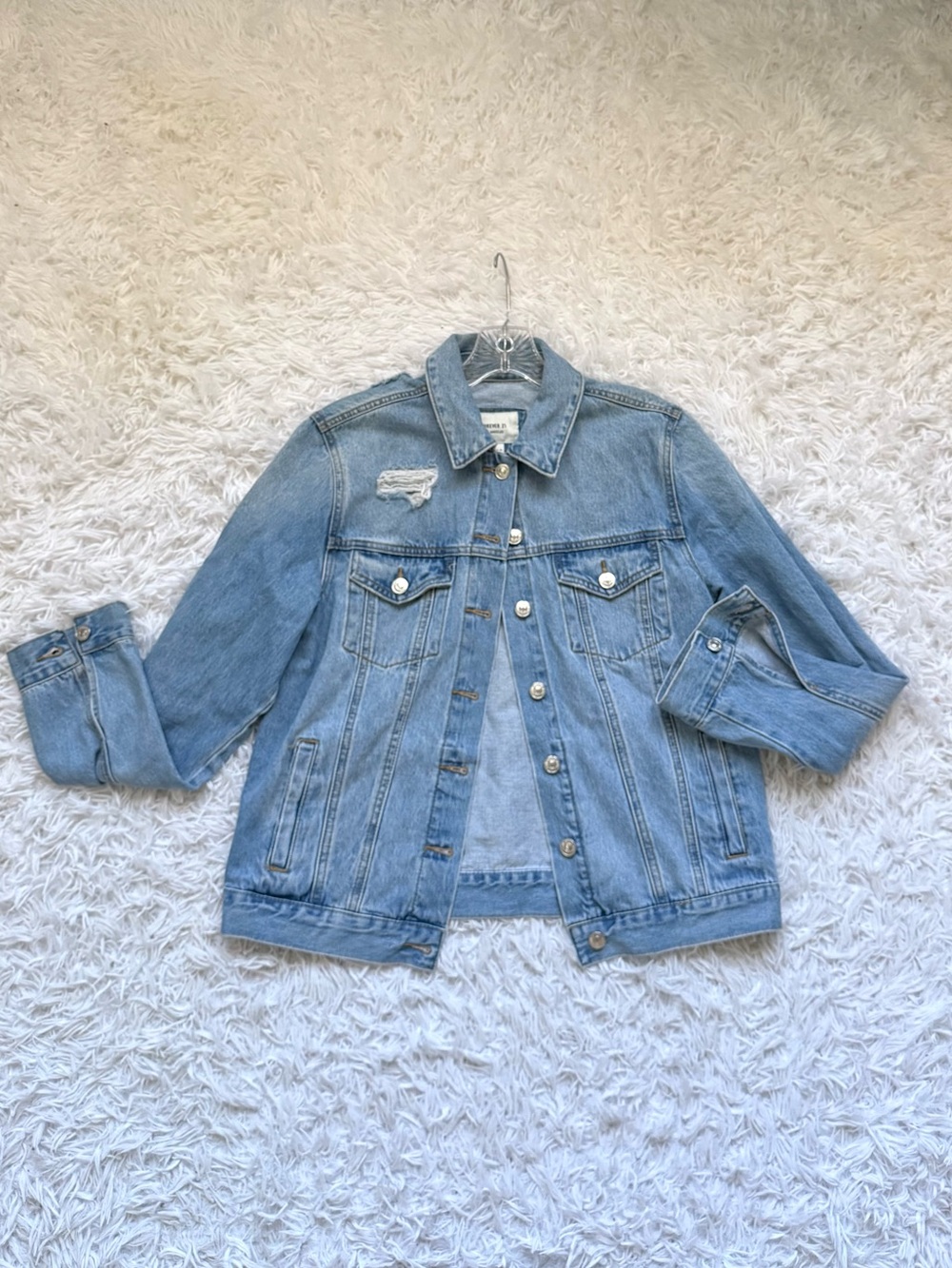 Forever 21 Light Blue Distressed Denim Jacket